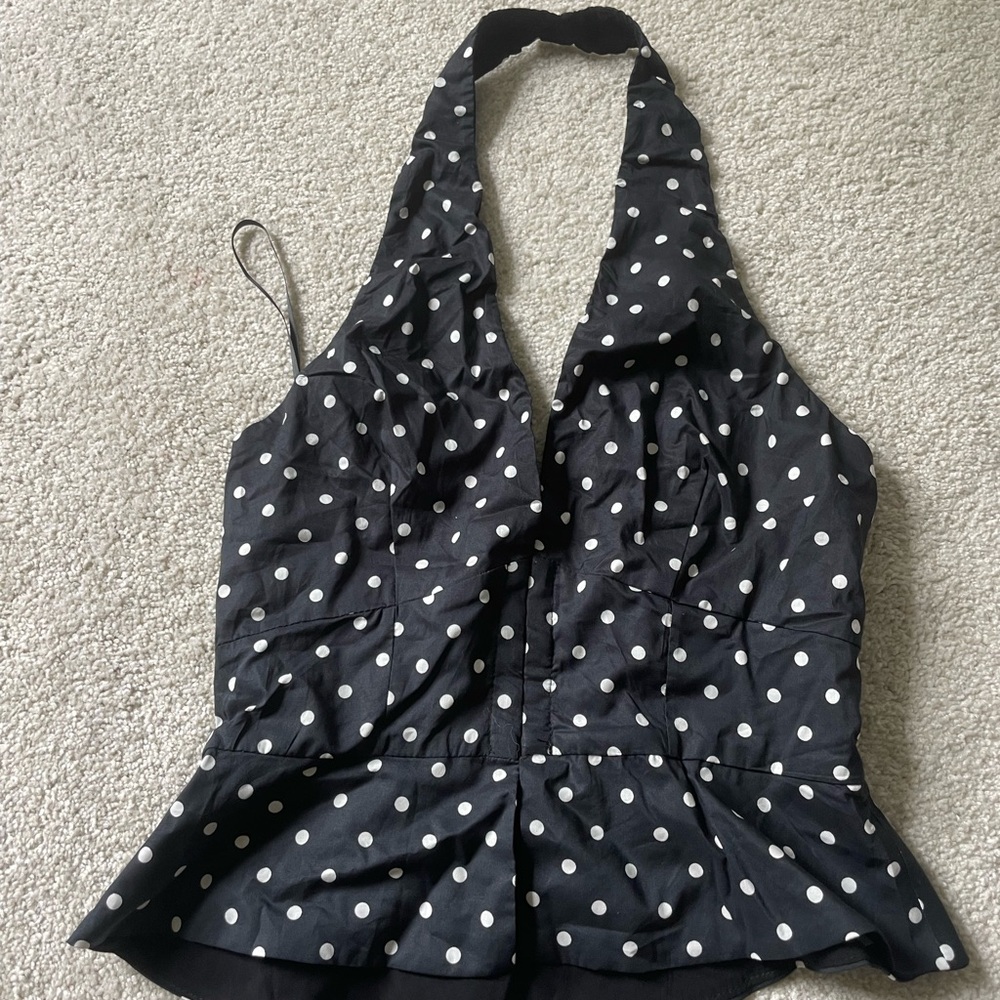 Princess Polly Black Halter Peplum Blouse